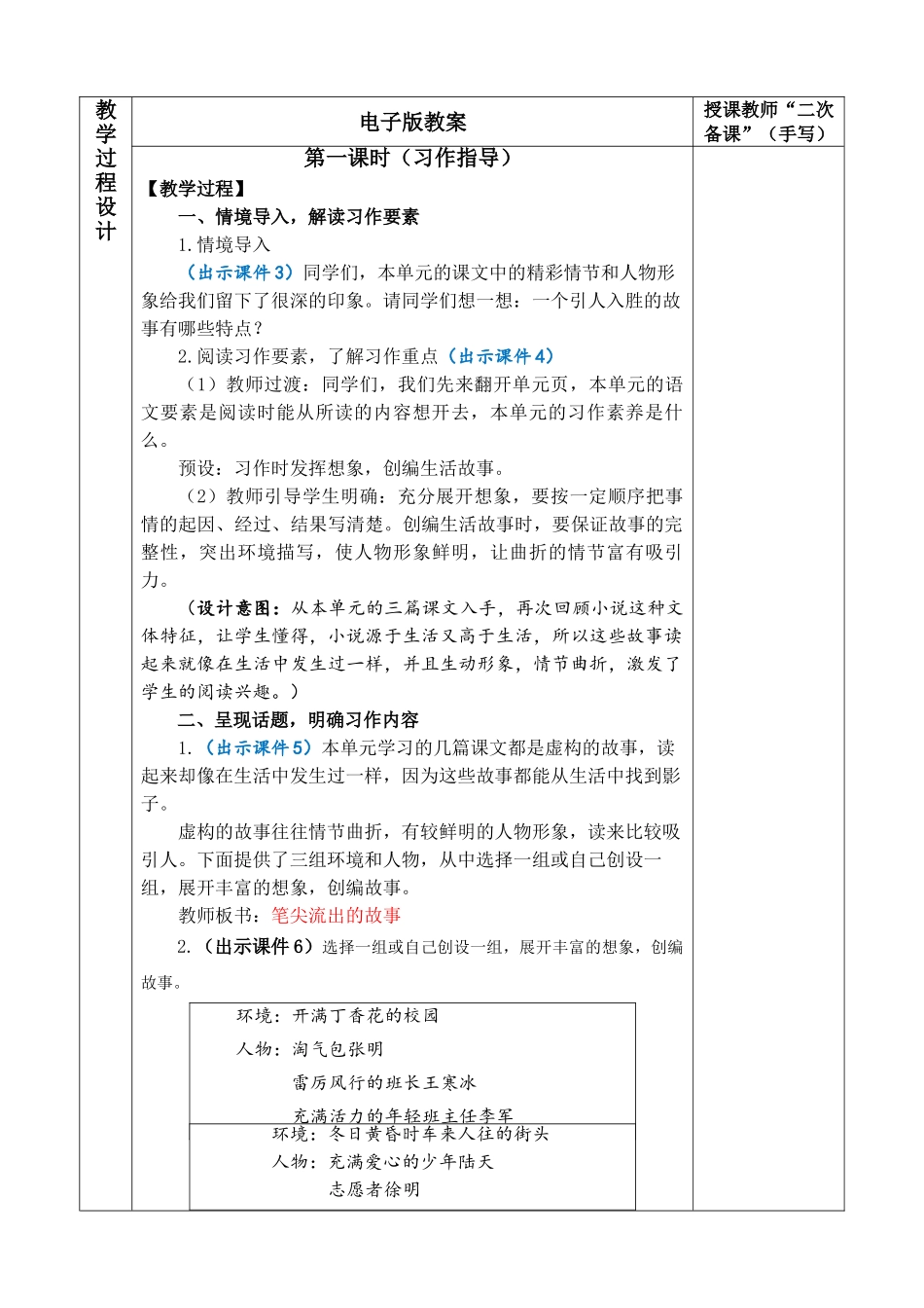 24人教统编版-小学六年级上册第四单元习作：笔尖流出的故事 教案_第2页