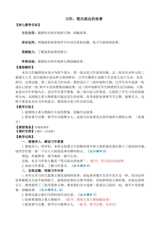 24人教统编版-小学六年级上册第四单元习作：笔尖流出的故事 精简教案