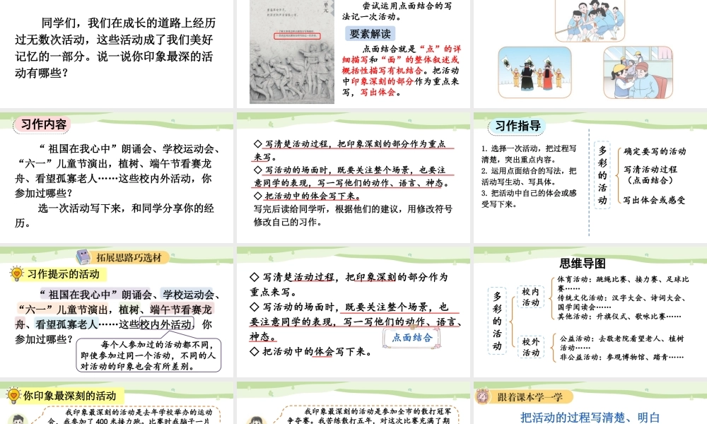 24人教统编版-小学六年级上册第二单元习作：多彩的活动【课件】