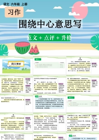24人教统编版-小学六年级上册第五单元习作：围绕中心意思写（范文+点评+升格）