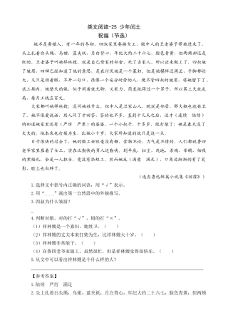 24人教统编版-小学六年级上册第八单元同步教学类文阅读-25 少年闰土