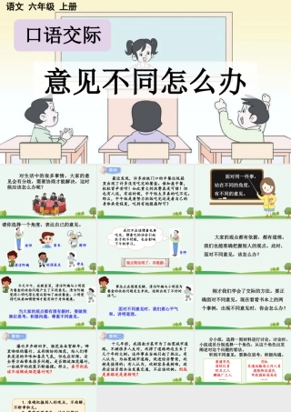 24人教统编版-小学六年级上册第六单元口语交际：意见不同怎么办 课件