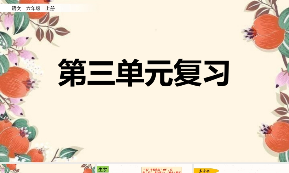 24人教统编版-小学六年级上册第三单元复习课件