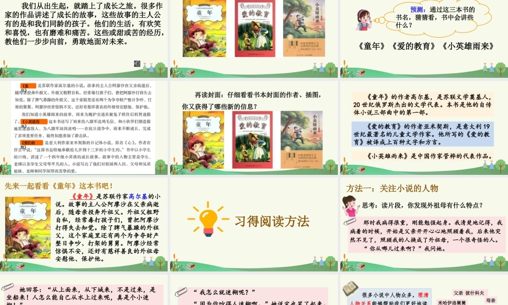 24人教统编版-小学六年级上册第四单元快乐读书吧：笑与泪，经历与成长 课件