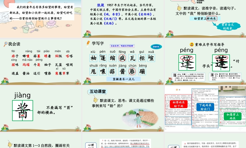 2025秋人教统编版-小学六年级上册第五单元17 盼 课件