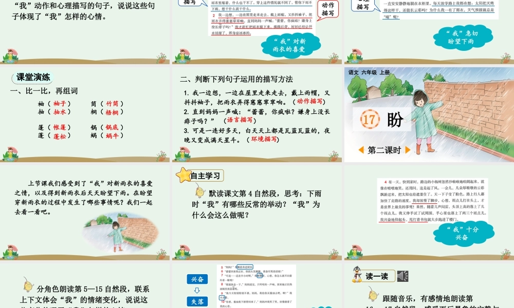 2025秋人教统编版-小学六年级上册第五单元17 盼 课件