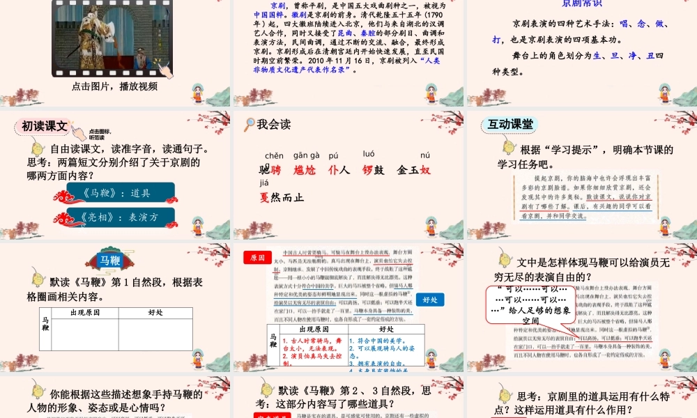 2025秋人教统编版-小学六年级上册第七单元24 京剧趣谈 课件