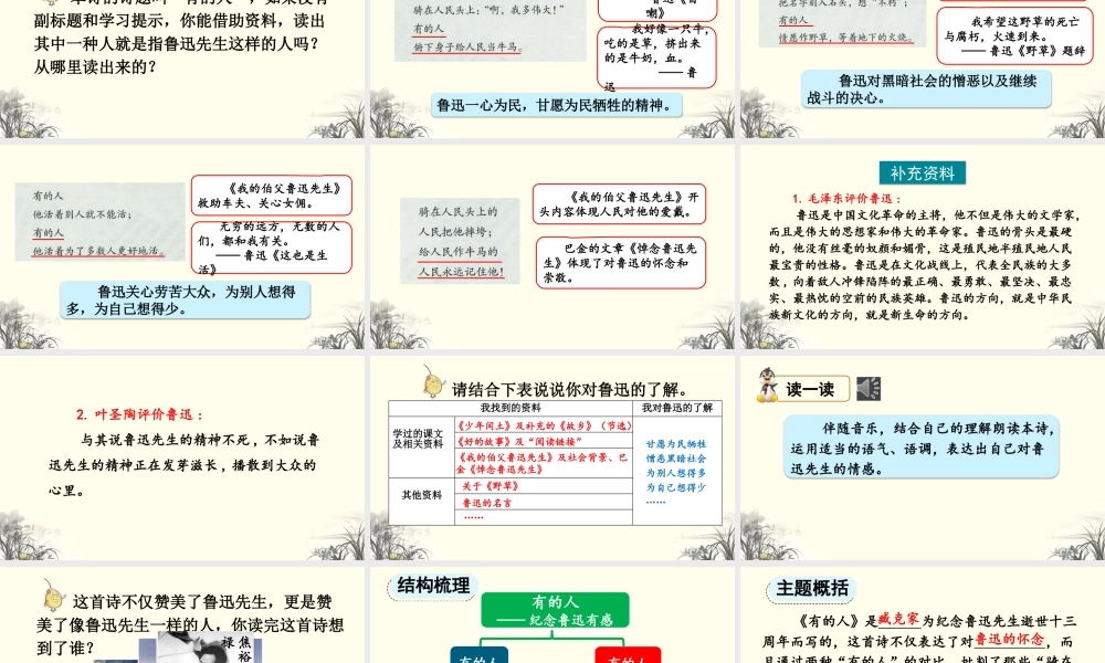2025秋人教统编版-小学六年级上册第八单元28 有的人——纪念鲁迅有感 课件