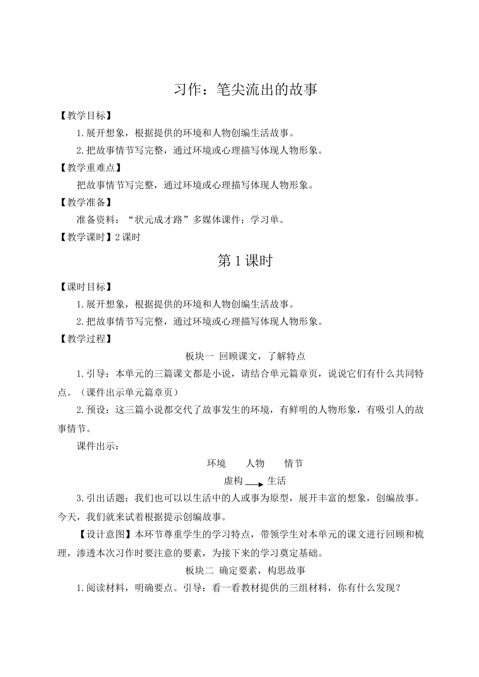 （24人教统编版）小学六年级语文上册第四单元习作：笔尖流出的故事  教案_第1页