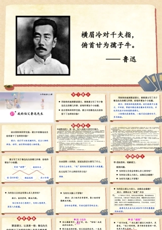 （24人教统编版）小学六年级语文上册第八单元27 我的伯父鲁迅先生课件