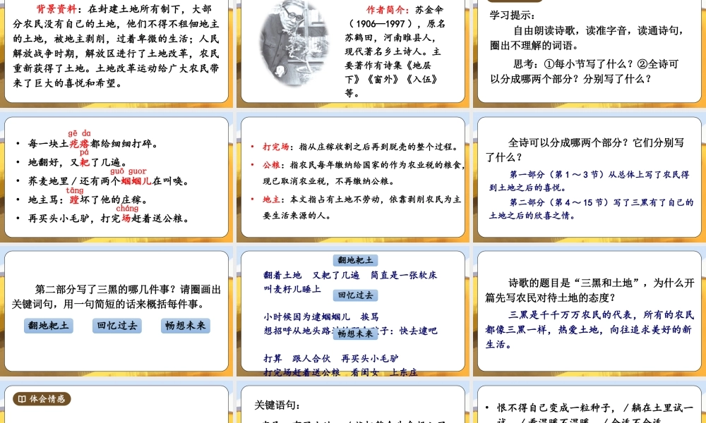 （24人教统编版）小学六年级语文上册第六单元21 三黑和土地课件