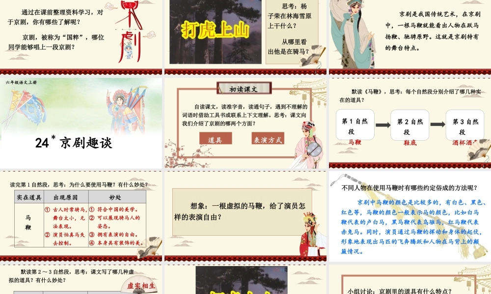 （24人教统编版）小学六年级语文上册第七单元24 京剧趣谈课件