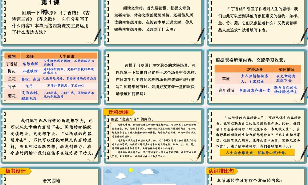 （24人教统编版）小学六年级语文上册第一单元语文园地一课件