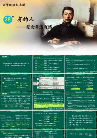 25秋人教统编版小学语文六年级上册第八单元28 有的人——纪念鲁迅有感课件