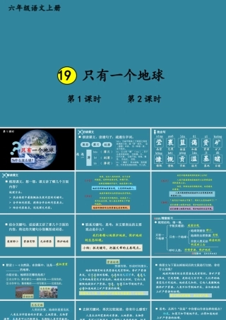 25秋人教统编版小学语文六年级上册第六单元19 只有一个地球课件