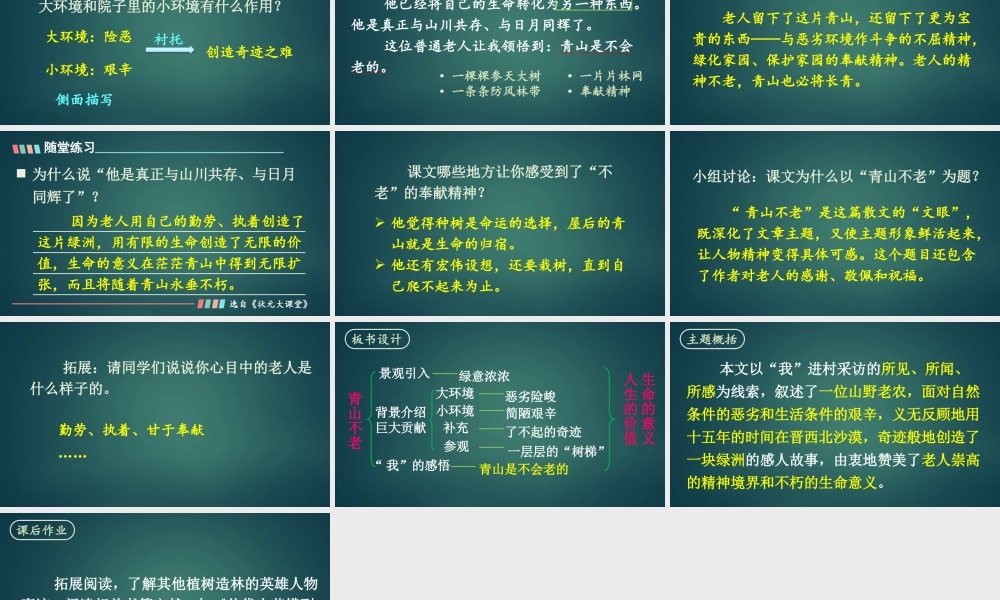 25秋人教统编版小学语文六年级上册第六单元20 青山不老课件