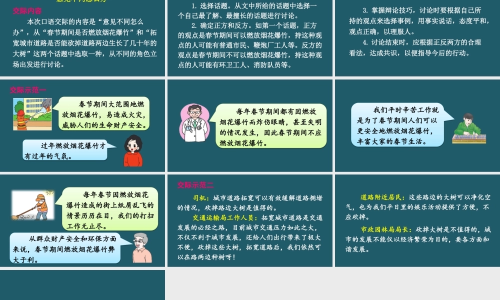 25秋人教统编版小学语文六年级上册第六单元口语交际：意见不同怎么办课件