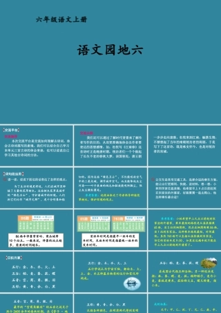 25秋人教统编版小学语文六年级上册第六单元语文园地六课件