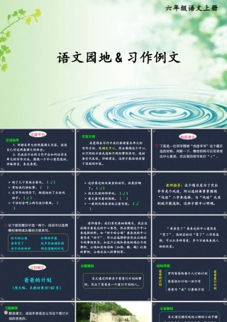 25秋人教统编版小学语文六年级上册第五单元语文园地&习作例文课件