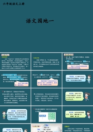 25秋人教统编版小学语文六年级上册第一单元语文园地一课件