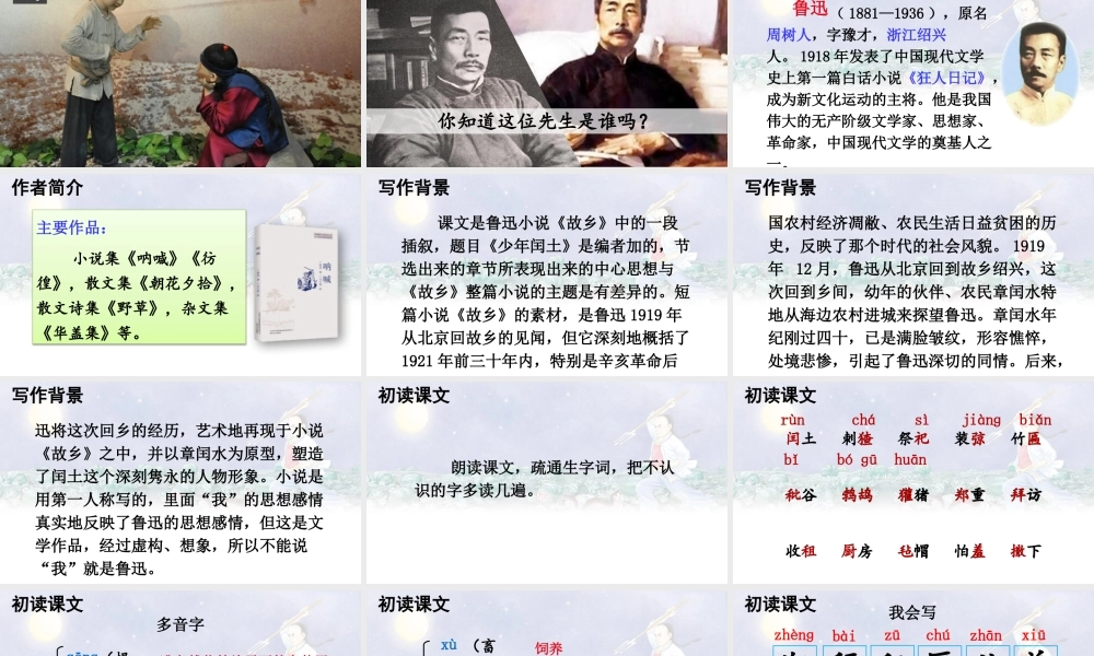 25秋人教统编版-小学语文六年级上册第八单元25 少年闰土 课件