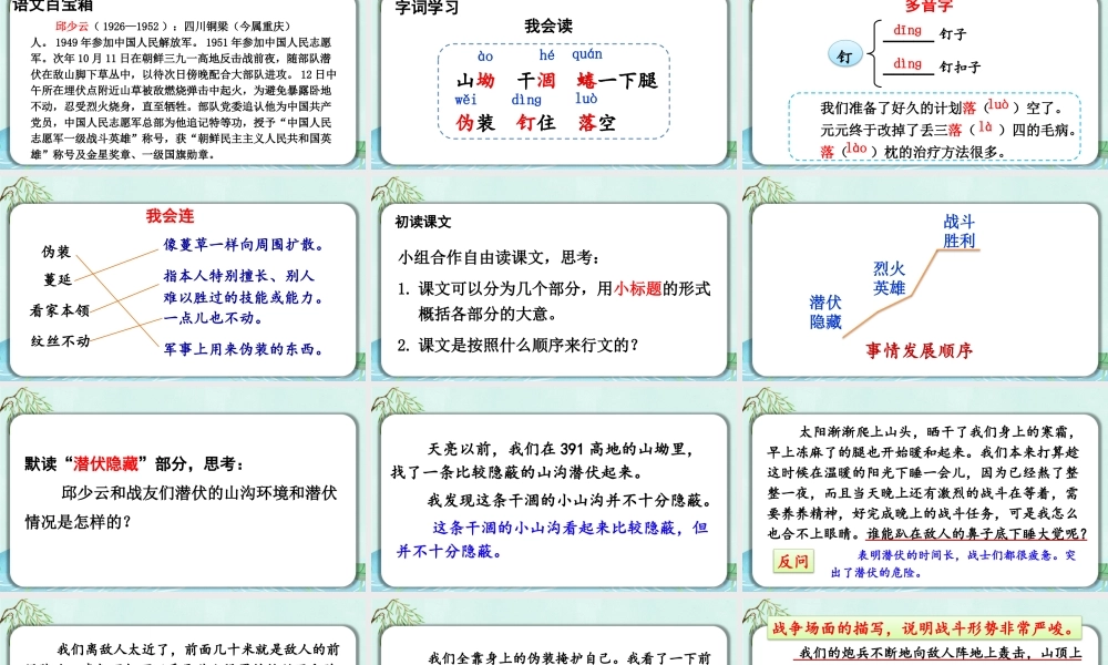 25秋人教统编版-小学语文六年级上册第二单元9 我的战友邱少云 课件