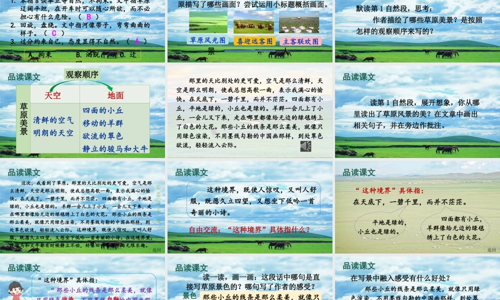 25秋人教统编版-小学语文六年级上册第一单元1 草原 课件