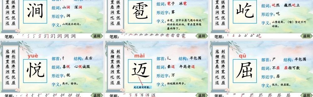 25秋人教统编版-小学语文六年级上册6 狼牙山五壮士生字笔顺课件