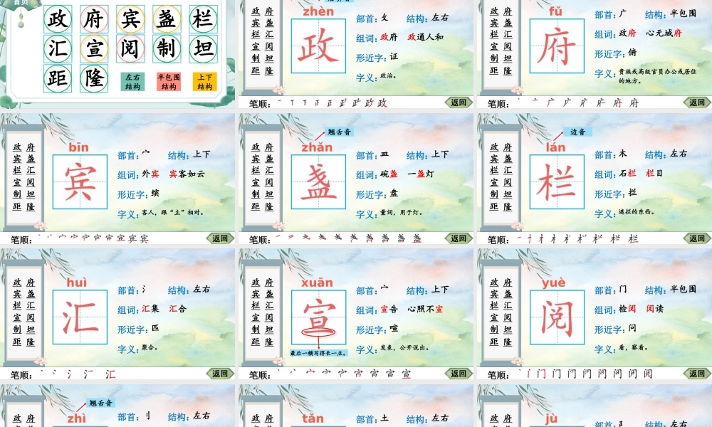 25秋人教统编版-小学语文六年级上册7 开国大典生字笔顺教习课件（配音自动播放）