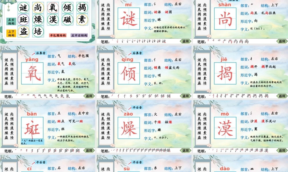 25秋人教统编版-小学语文六年级上册11 宇宙生命之谜生字笔顺教习课件（配音自动播放）