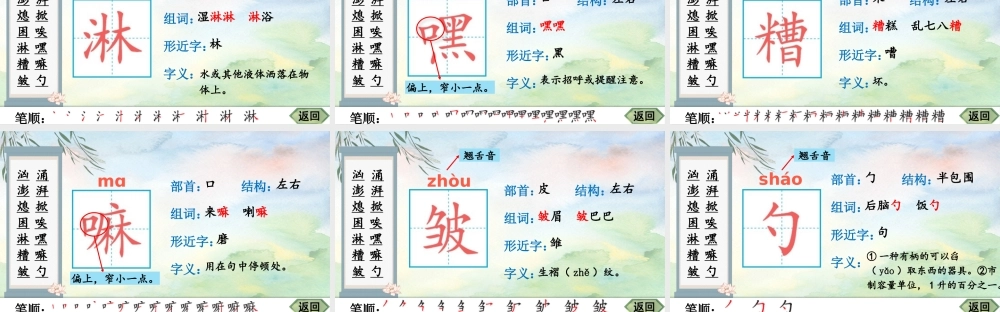 25秋人教统编版-小学语文六年级上册14 穷人生字笔顺教习课件（配音自动播放）