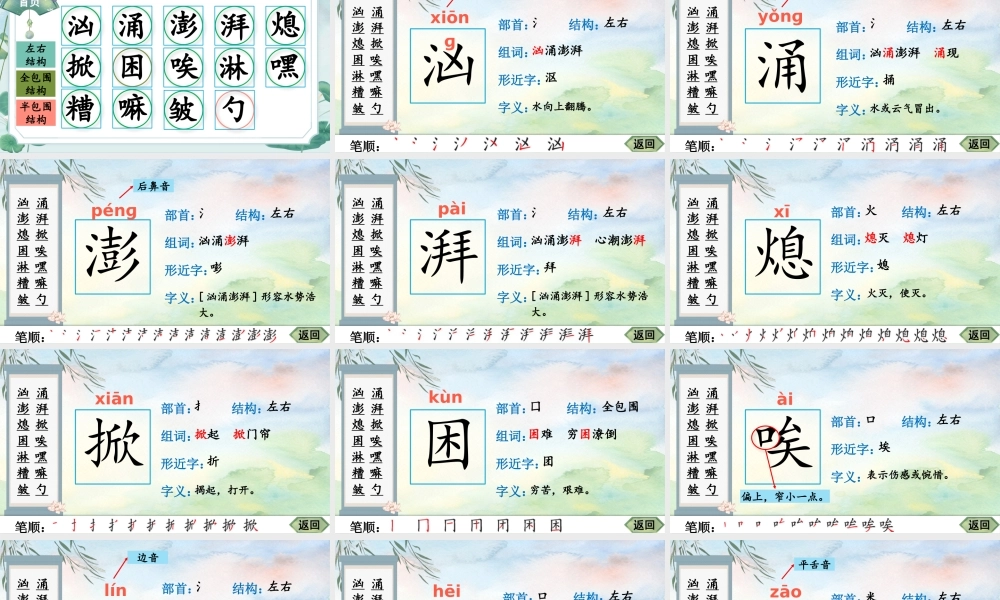 25秋人教统编版-小学语文六年级上册14 穷人生字笔顺课件