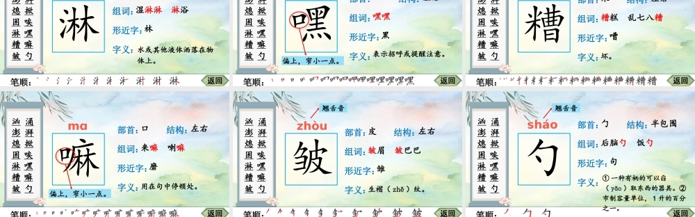 25秋人教统编版-小学语文六年级上册14 穷人生字笔顺课件