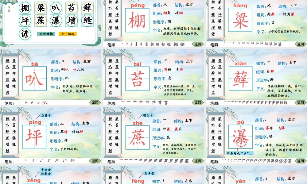 25秋人教统编版-小学语文六年级上册16 夏天里的成长生字笔顺教习课件（配音自动播放）