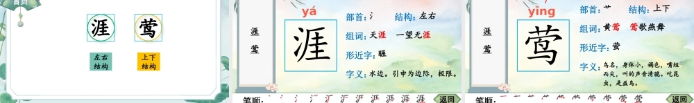 25秋人教统编版-小学语文六年级上册18 古诗三首生字笔顺课件