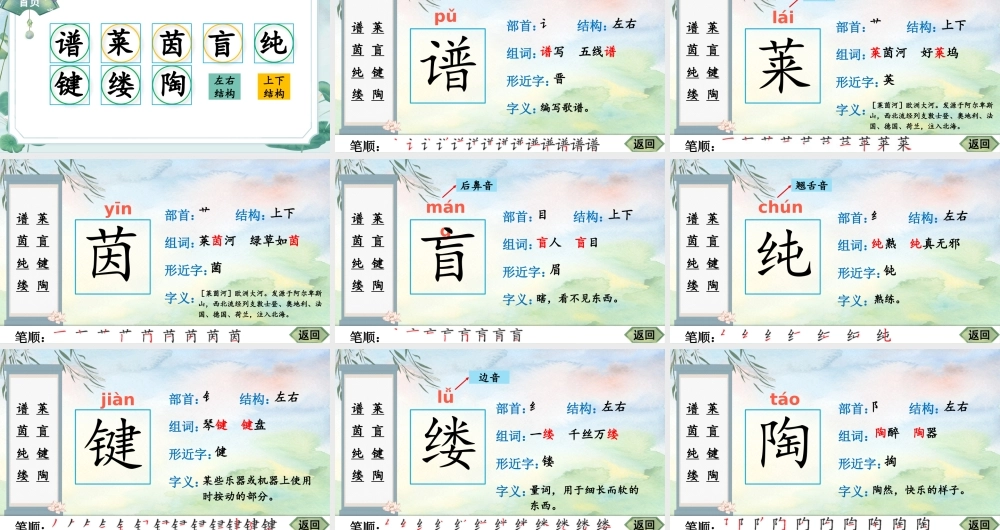 25秋人教统编版-小学语文六年级上册23 月光曲生字笔顺课件