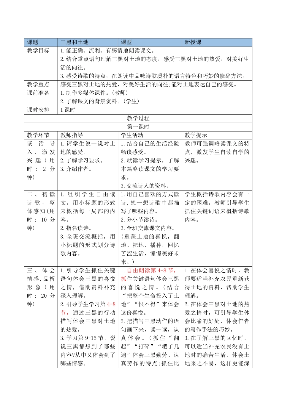 24人教统编版-小学六年级上册第六单元21三黑和土地 导学案_第2页