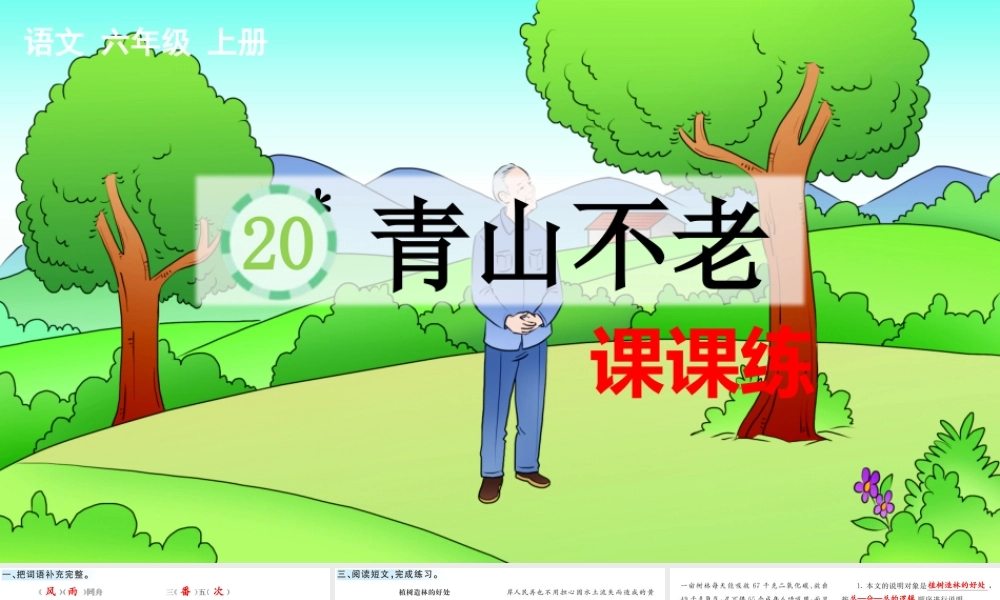 24人教统编版-小学六年级上册第六单元20 青山不老 课课练
