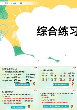 24人教统编版-小学六年级上册专项10：综合练习课件