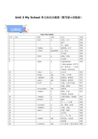 25秋新人教版七年级英语上册-Unit 3 My School 单元知识点梳理（默写版+训练版）