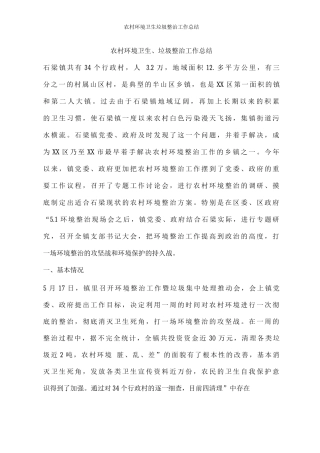 农村环境卫生垃圾整治工作总结