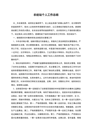 农经站个人工作总结