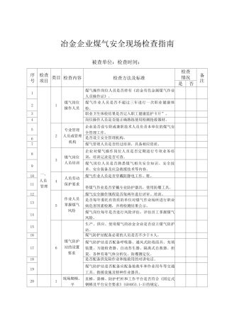 冶金企业煤气安全现场检查指南