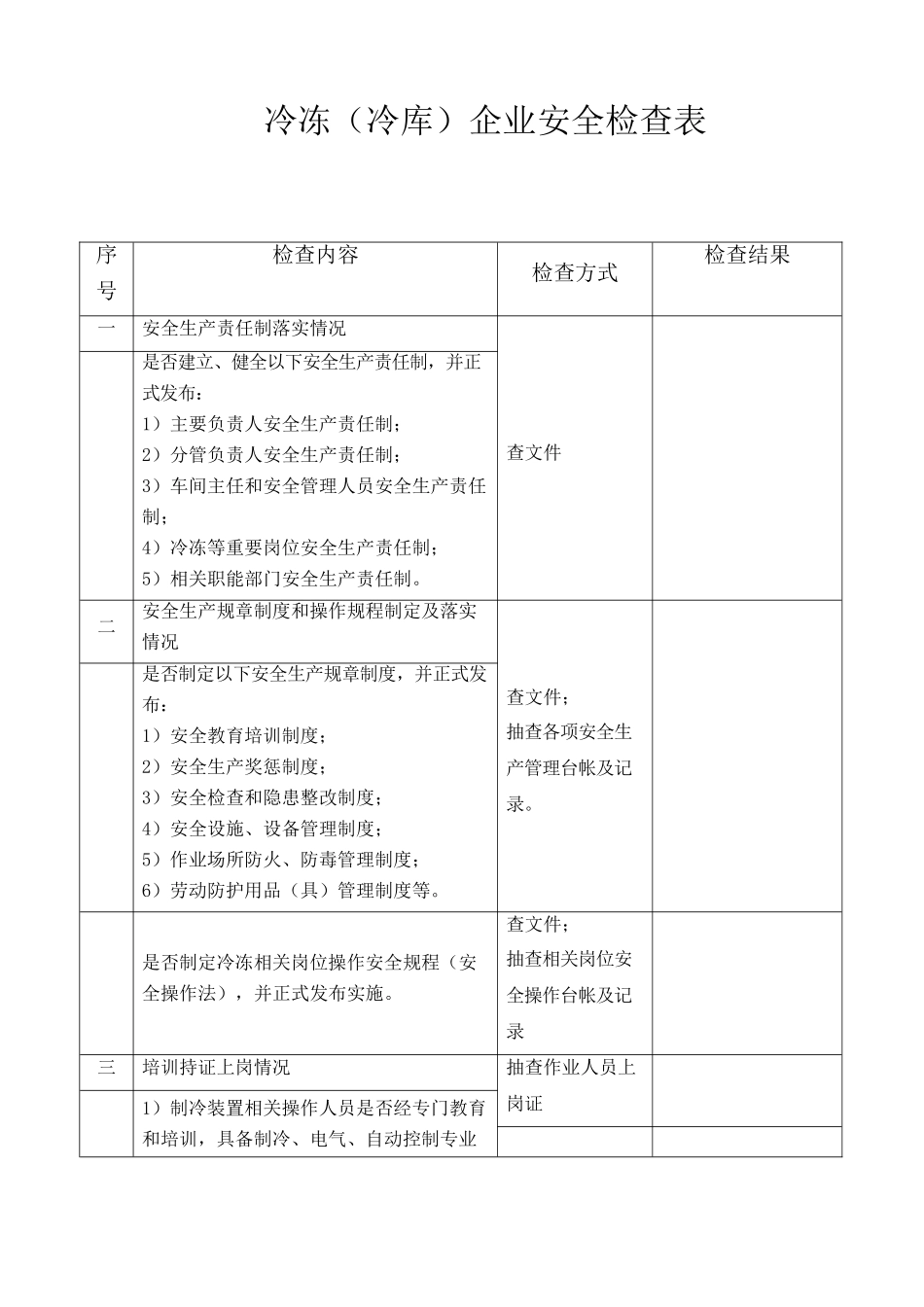 冷冻企业安全检查表_第3页