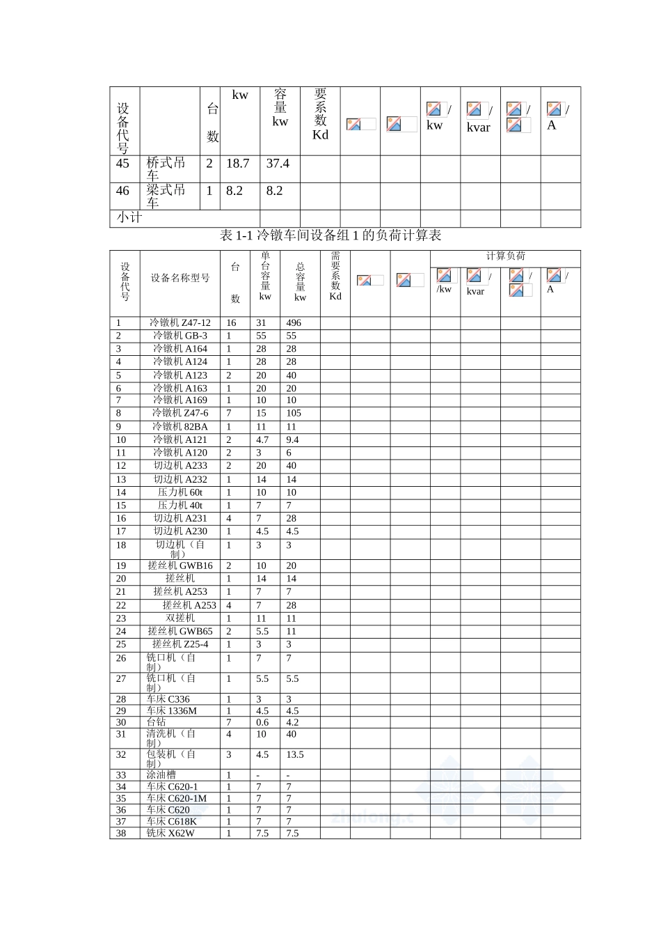 冷镦车间设备组2的负荷计算表_第3页