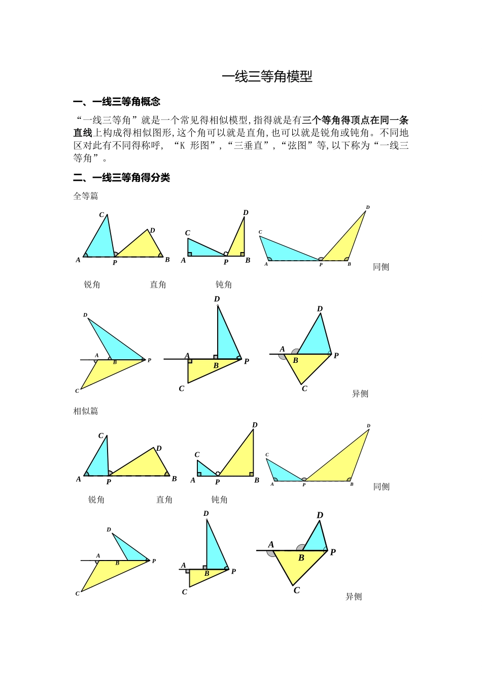 几何模型：一线三等角模型_第1页