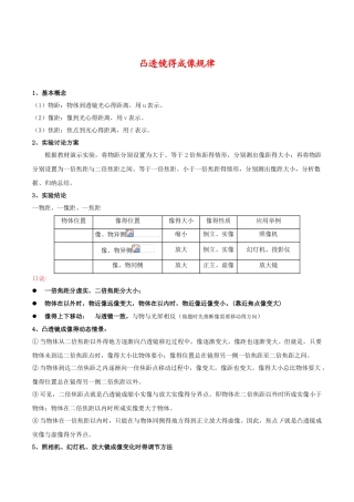凸透镜的成像规律、生活中的透镜、眼镜与眼镜_知识点总结