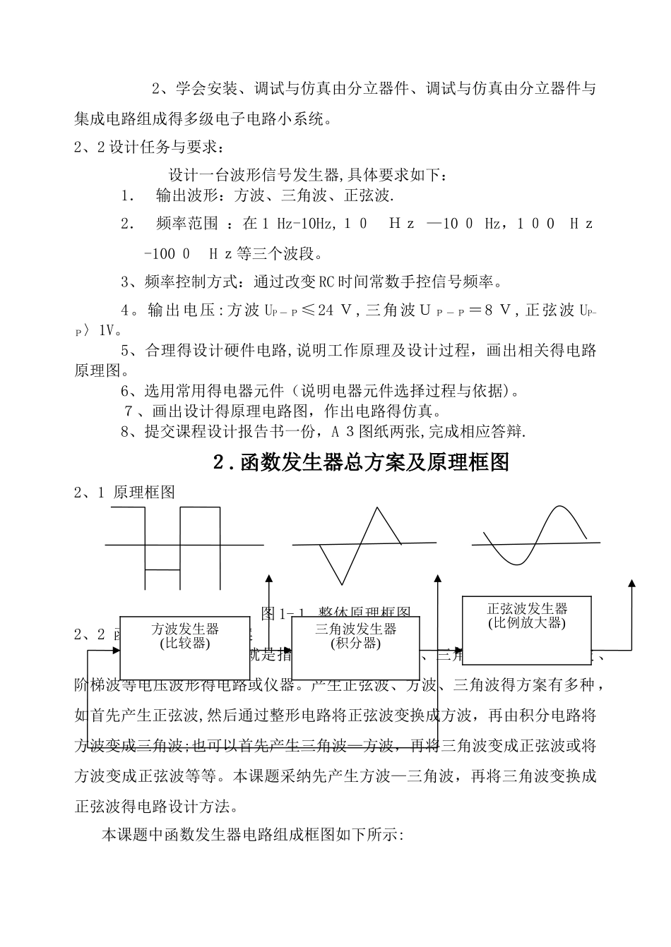 函数信号发生器设计报告_第2页