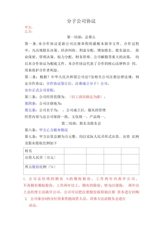 分公司合作协议