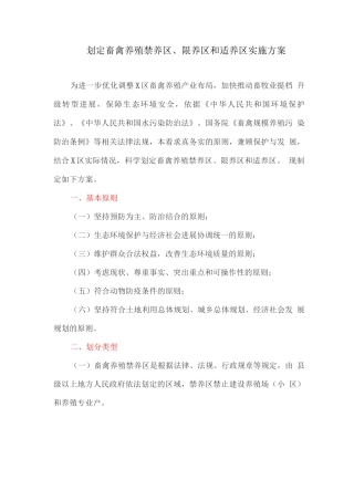 划定畜禽养殖禁养区、限养区和适养区实施方案